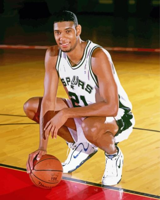 Tim Duncan Basketballer Holding A ball Diamond Painting