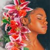 Afro Girl Flowers Diamond Painting