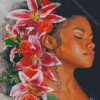 Afro Girl Flowers Diamond Painting