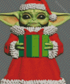 Baby Yoda Santa With Gift Diamond Painting