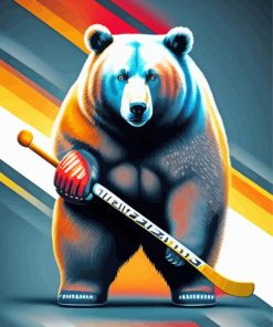 Bear Playing Hockey Diamond Painting