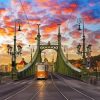 Budapest Bridge At Sunset Diamond Painting