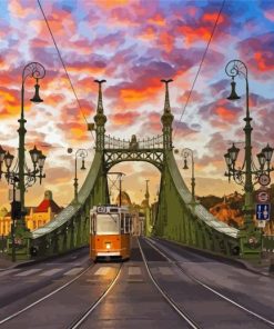 Budapest Bridge At Sunset Diamond Painting