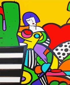 Abstract Colorful Cubism Lady And Plant Art Diamond Painting