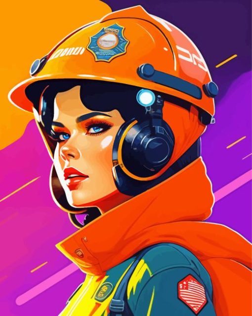 Firefighter Lady Diamond Painting