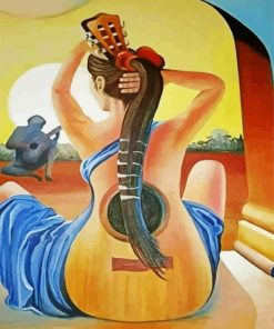 Abstract Guitar Lady Art Diamond Painting