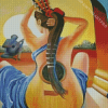 Abstract Guitar Lady Art Diamond Painting