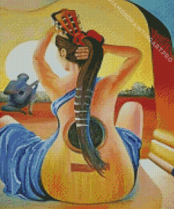 Abstract Guitar Lady Art Diamond Painting