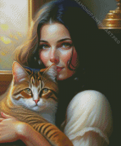 Lady And Cat Diamond Painting