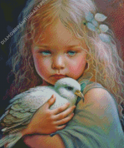 Little Girl And Bird Diamond Painting