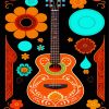 Orange Guitar Diamond Painting