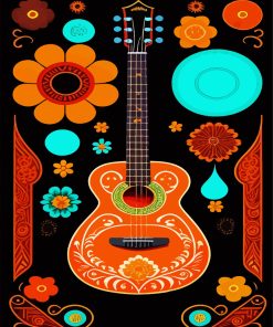 Orange Guitar Diamond Painting