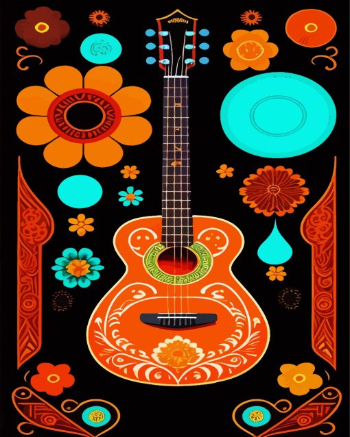 Orange Guitar Diamond Painting