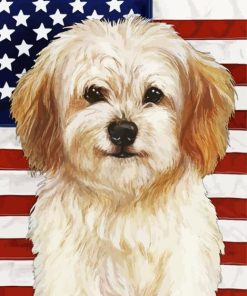 Patriotic Cavachon Diamond Painting