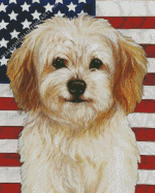 Patriotic Cavachon Diamond Painting