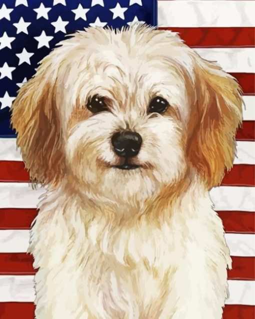 Patriotic Cavachon Diamond Painting