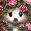 Pink Floral Hedgehog Diamond Painting