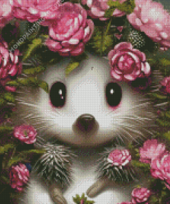 Pink Floral Hedgehog Diamond Painting