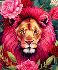 Pink Lion Diamond Painting