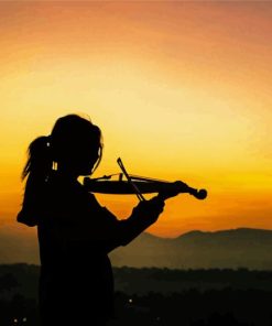 Playing Violin With Sunset Diamond Painting