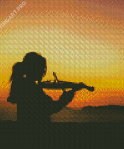 Playing Violin With Sunset Diamond Painting