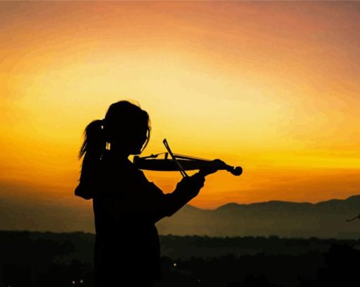 Playing Violin With Sunset Diamond Painting