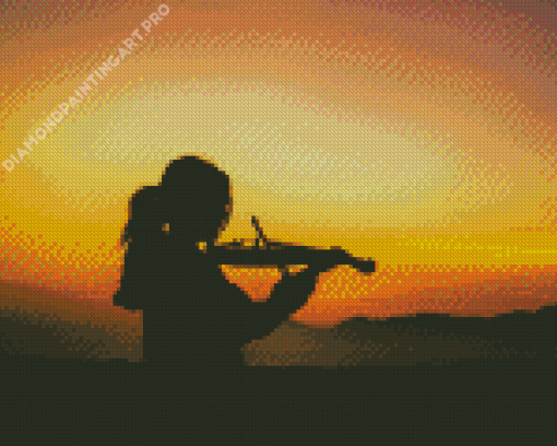 Playing Violin With Sunset Diamond Painting