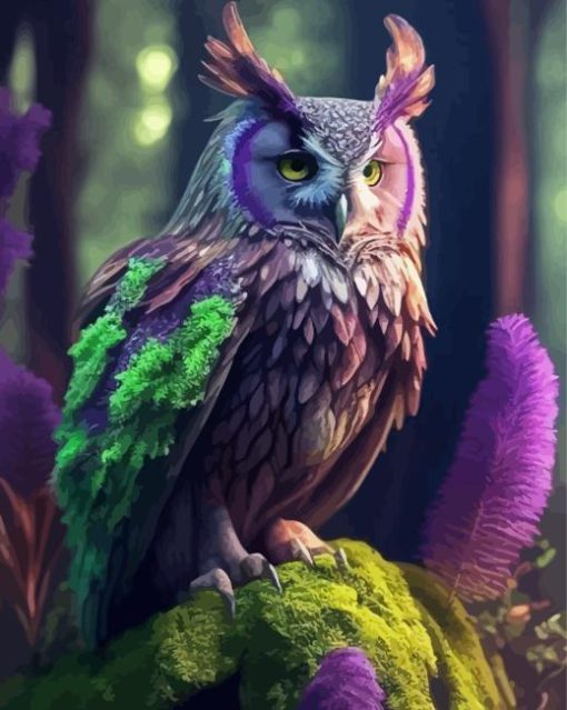 Purple Owl Diamond Painting