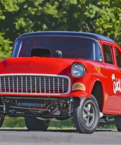 Red 1955 Chevy Gasser Diamond Painting