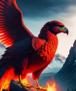 Red Fire Eagle With Flames Diamond Painting