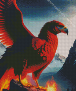 Red Fire Eagle With Flames Diamond Painting