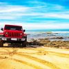 Red Jeep In Beach Diamond Painting