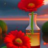 Red Flower In Glass Vase Diamond Painting