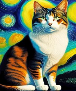 Starry Night Cat Diamond Painting