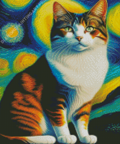 Starry Night Cat Diamond Painting