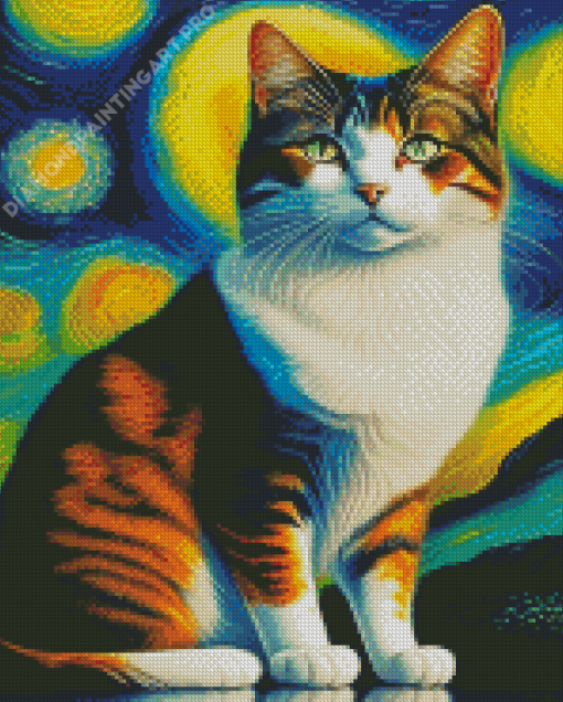 Starry Night Cat Diamond Painting