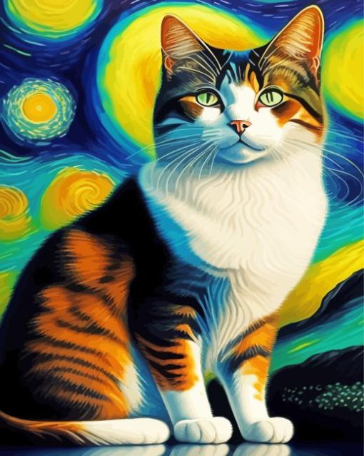 Starry Night Cat Diamond Painting