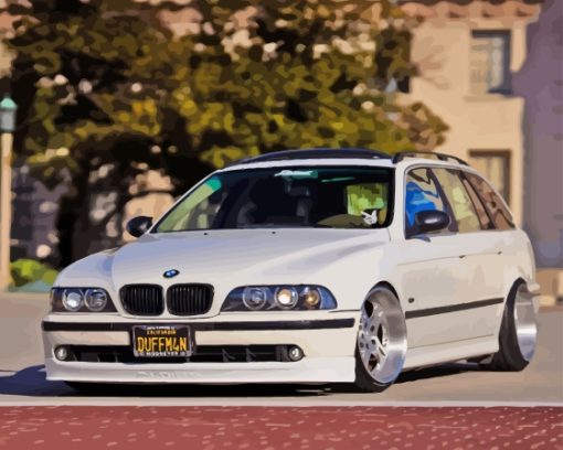 White E39 Car Diamond Painting