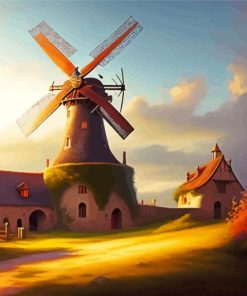 Windmill House Diamond Painting