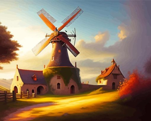 Windmill House Diamond Painting