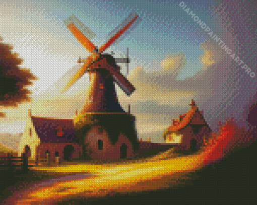 Windmill House Diamond Painting