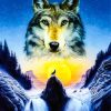 Wolf In Waterfall Diamond Painting