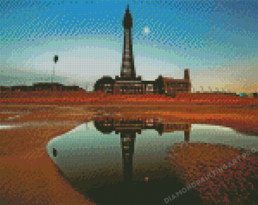 Blackpool Tower Water Reflection Diamond Painting