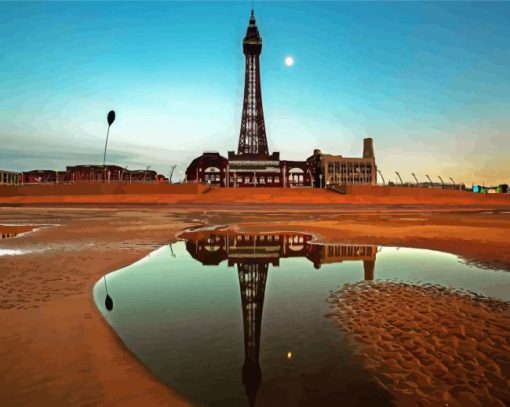 Blackpool Tower Water Reflection Diamond Painting