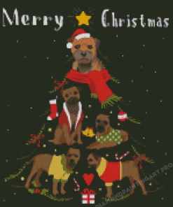 Border Terrier Christmas Tree Diamond Painting