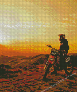 Dirt Biker Sunset View Diamond Paintings