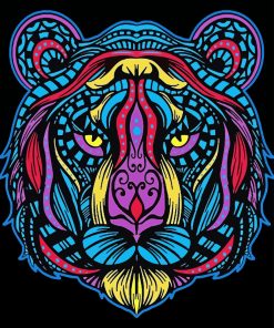 Colorful Tiger Head Mandala Diamond Painting