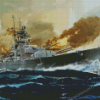 Military Battleship Bismarck On Sea Diamond Painting