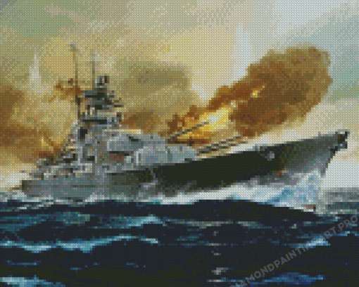 Military Battleship Bismarck On Sea Diamond Painting