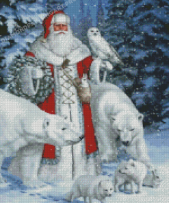 Polar Bears And Santa Diamond Painting